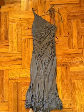 Shona Joy One-Shoulder Slip Dress in Slate